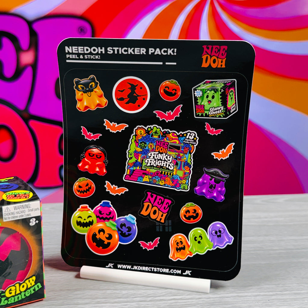 NeeDoh Jack-Glow Lantern Glow In The Dark w/ Sticker Sheet - Random Colour