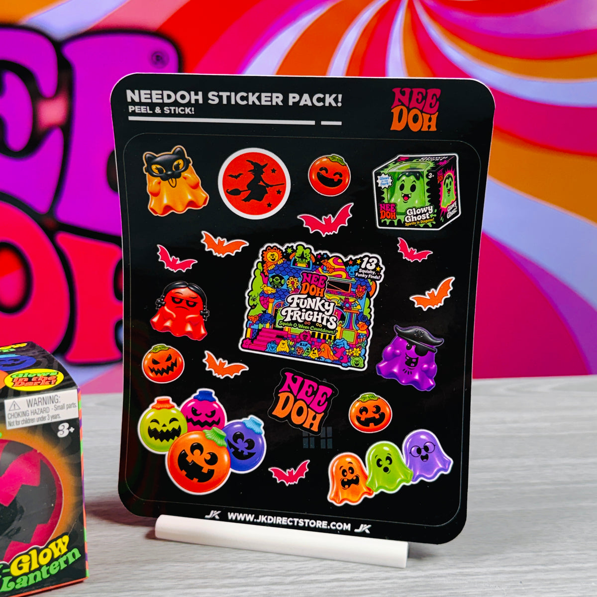 NeeDoh Jack-Glow Lantern Glow In The Dark w/ Sticker Sheet - Random Colour