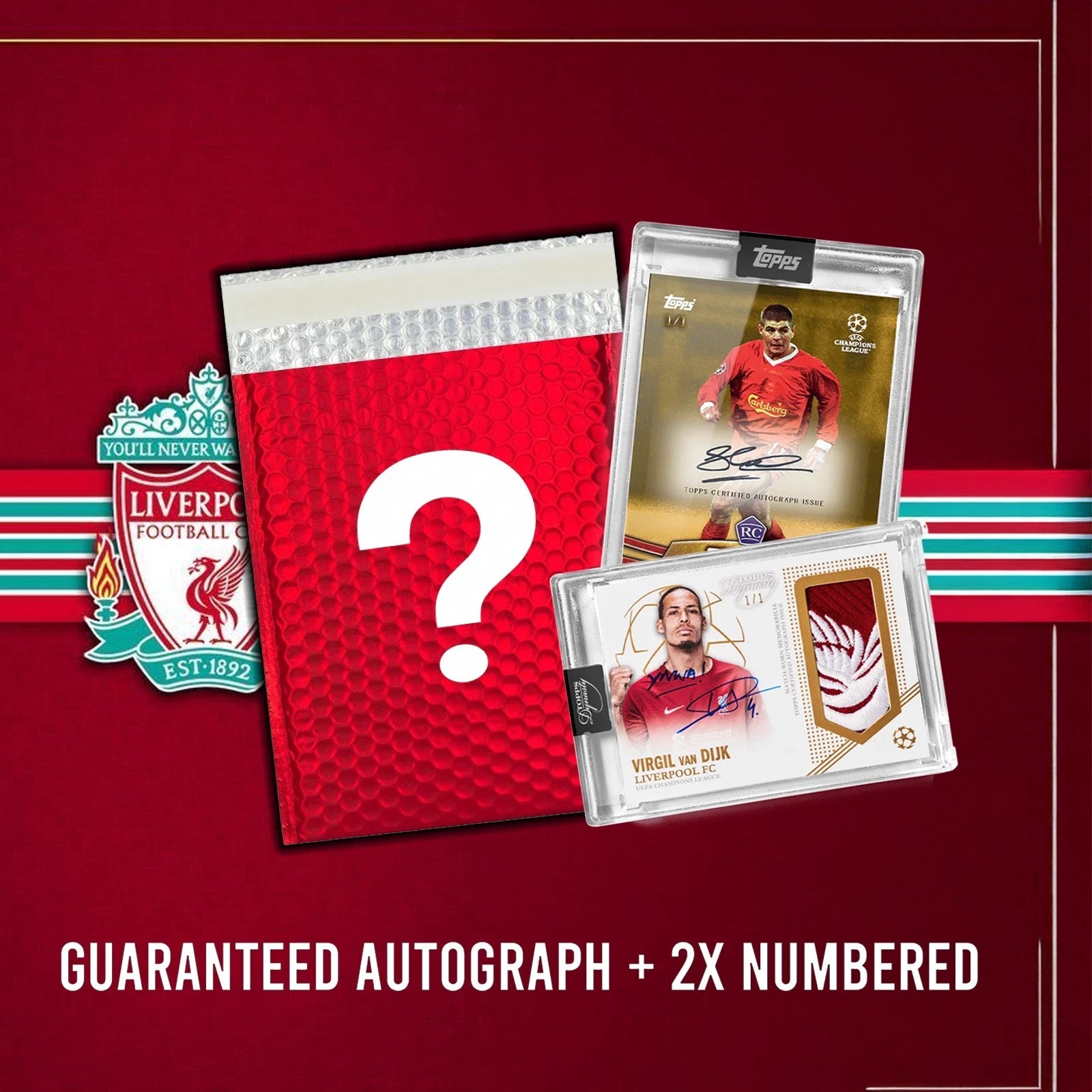 LIVERPOOL SOCCER FOOTBALL MYSTERY PACK GUARANTEED AUTO + 2X NUMBERED!