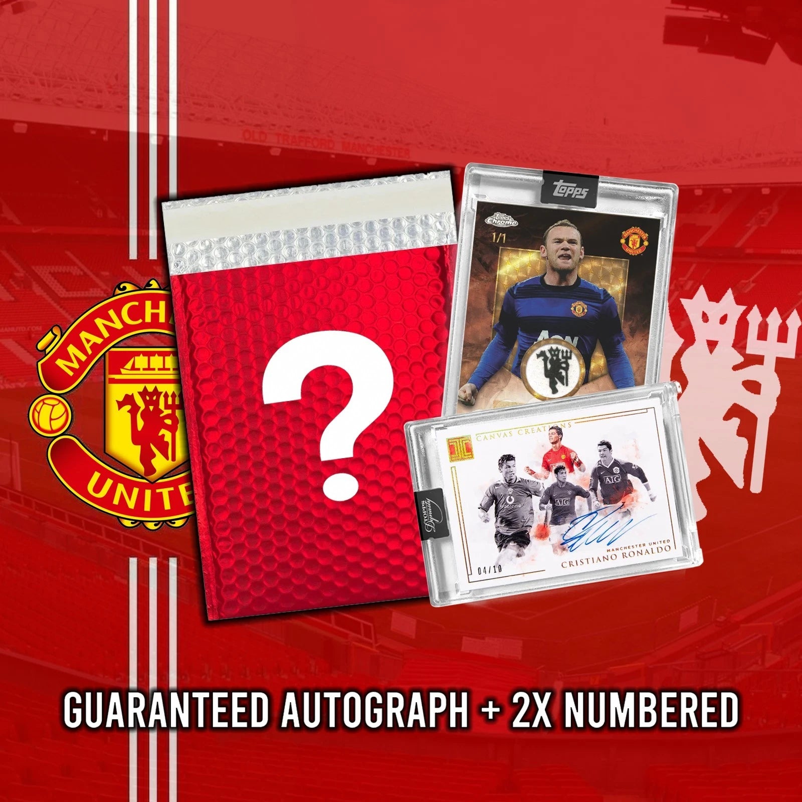 MANCHESTER UNITED SOCCER FOOTBALL MYSTERY PACK GUARANTEED AUTO + 2X NUMBERED!